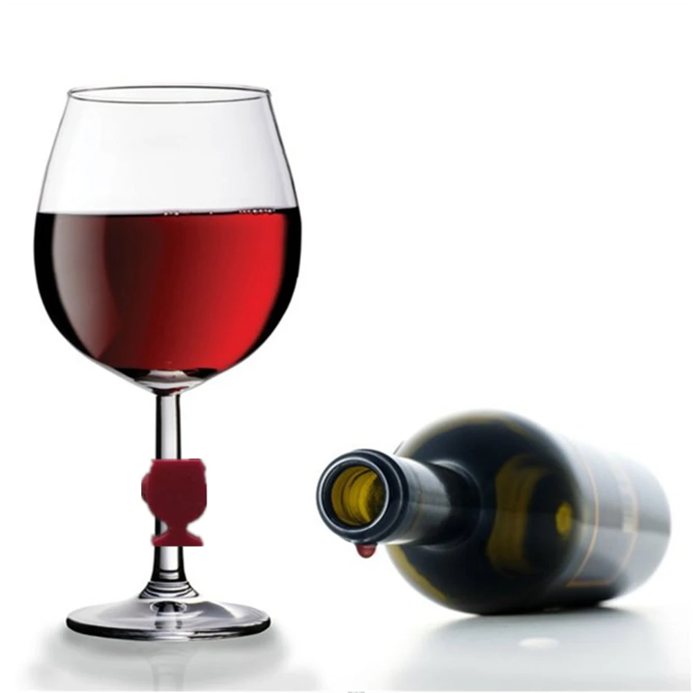 

8 Pcs Glass Labels Food Grade Silicone Red Identifier Markers Reusable Easy Clean Party Favors Glass Charm