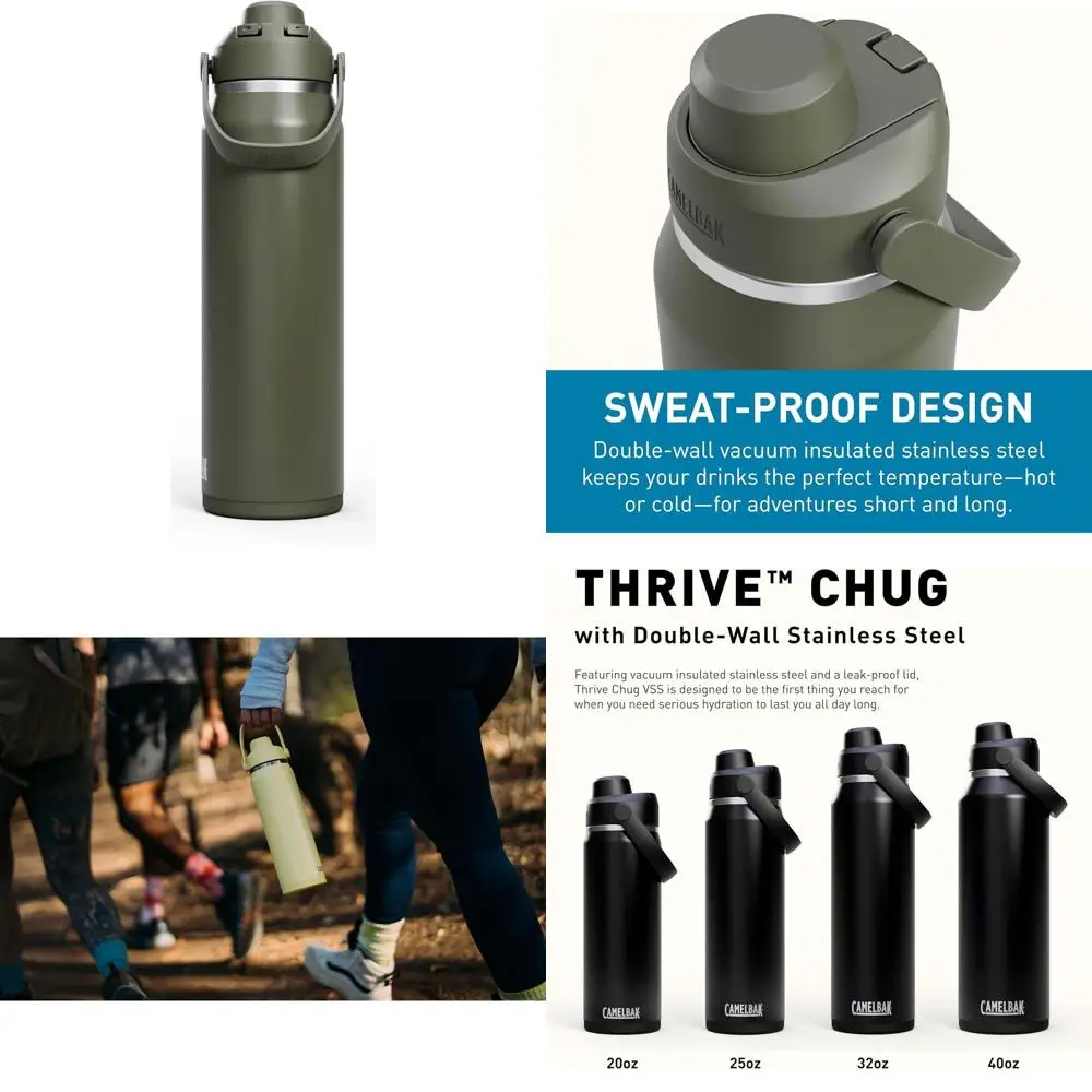 

Изолированная бутылка для воды из нержавеющей стали, 32 унции, цвет мха