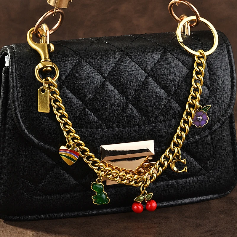 

Shining Cherry keychain Bag Charm Colorful Fashion Car Key Chain Metal flowers Key ring Exquisite Gifts Souvenirs