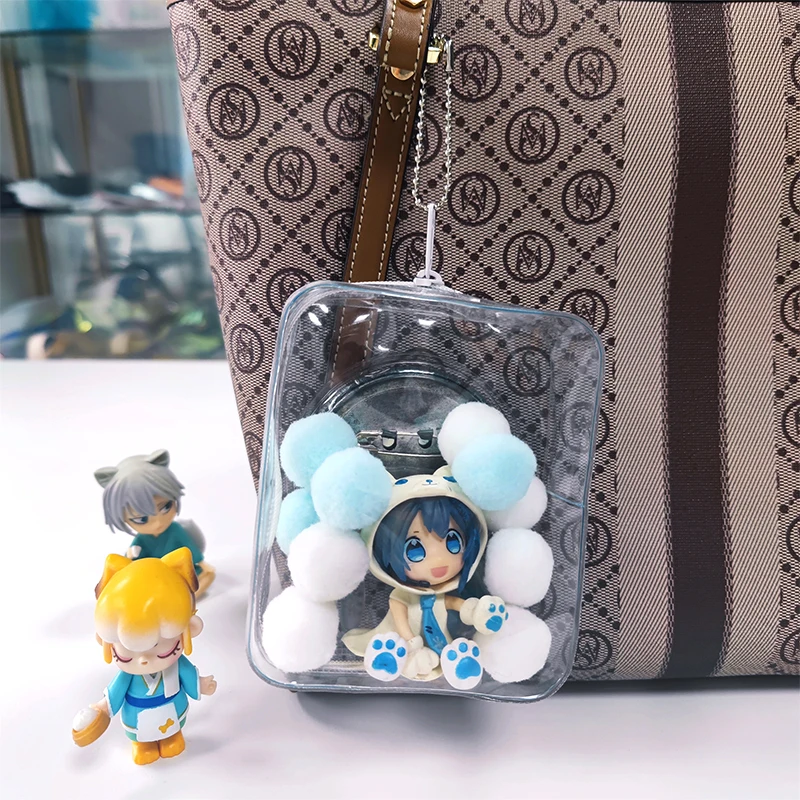 Clear Mini Outdoor Bag Transparent Kawaii Doll Pouch Organizer For Japanese Anime Button Cartoon Badge DIY Figure Nendoroid Toys