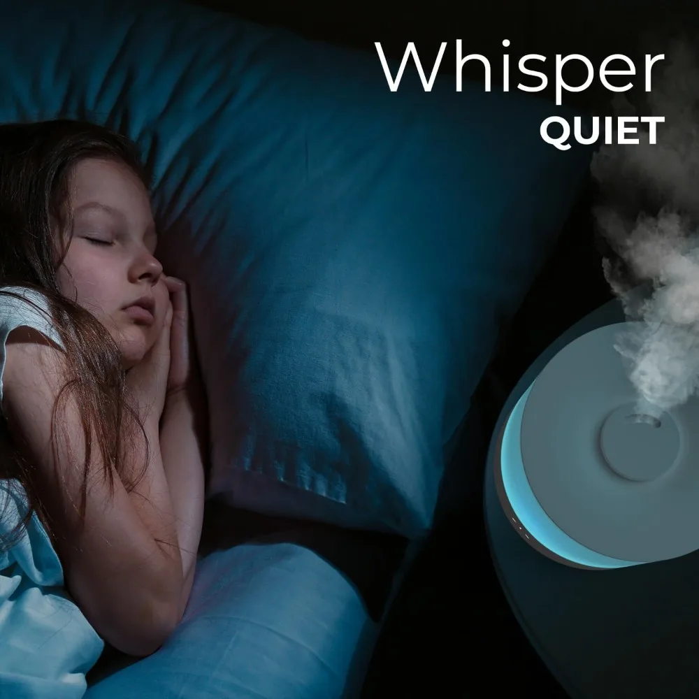 Humidificadores Comfort de llenado superior de 2,5 L para dormitorio, 2,5 L: silencioso, fácil de llenar y limpiar, tiempo de ejecución de 24 horas, luces nocturnas, temporizador, ultrasónico