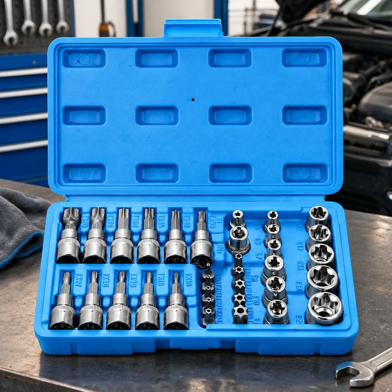 34-Piece Torx and Star Socket Kit with Male & Female Bits, 1/4