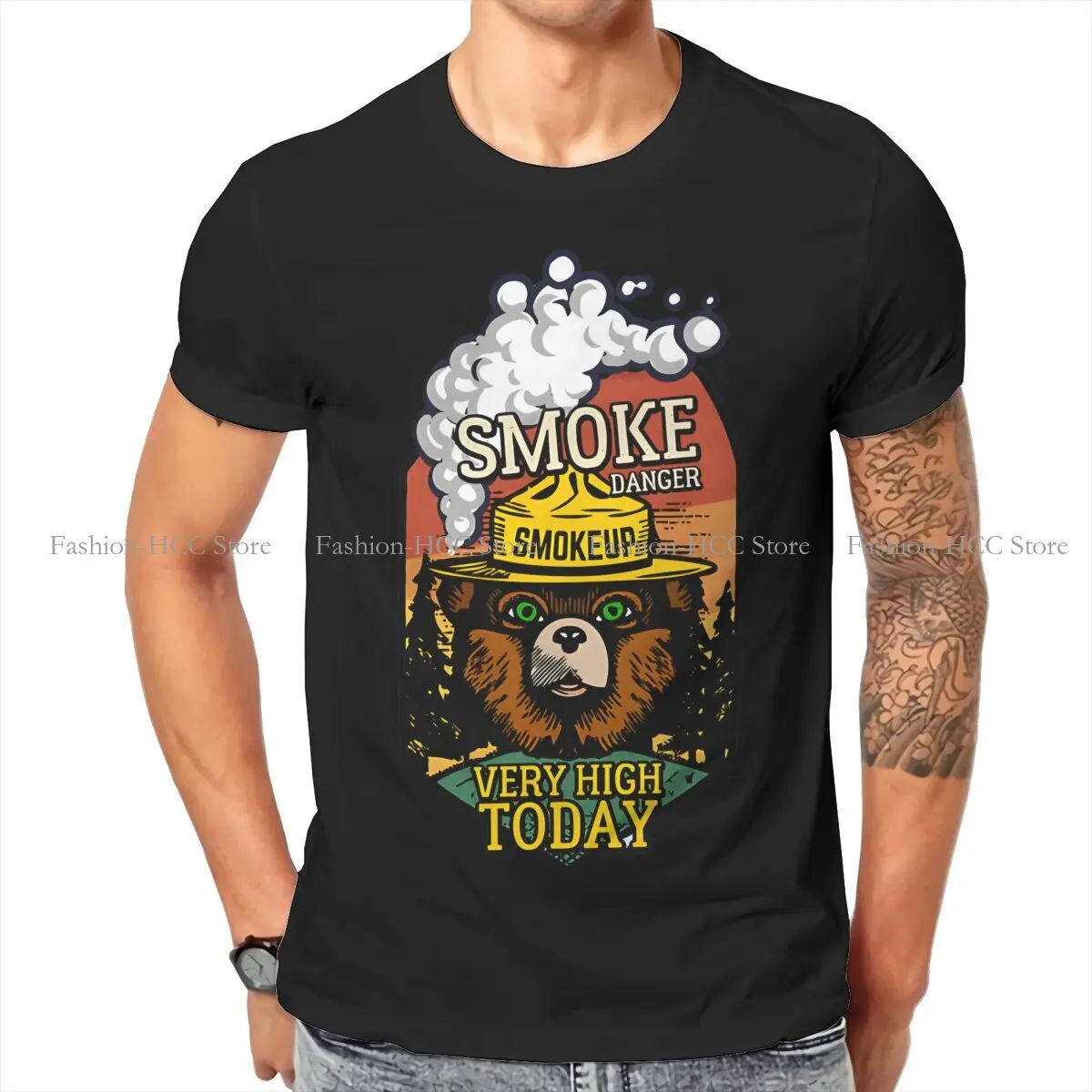 Smokey The Bear Very High Today T Shirt Harajuku Teenager Gothic High Quality Tshirt Loose O-Neck Men Tshirts