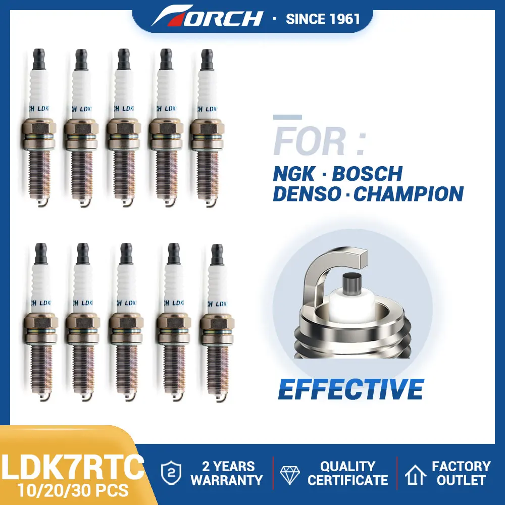 

10-30PCS Spark Plugs TORCH LDK7RTC Replace for LKR7E LKR7B-9 LKR7B9 LKR7D-DE LKR7DDE Champion RER8YC Denso XUH22TT XU22HDR9