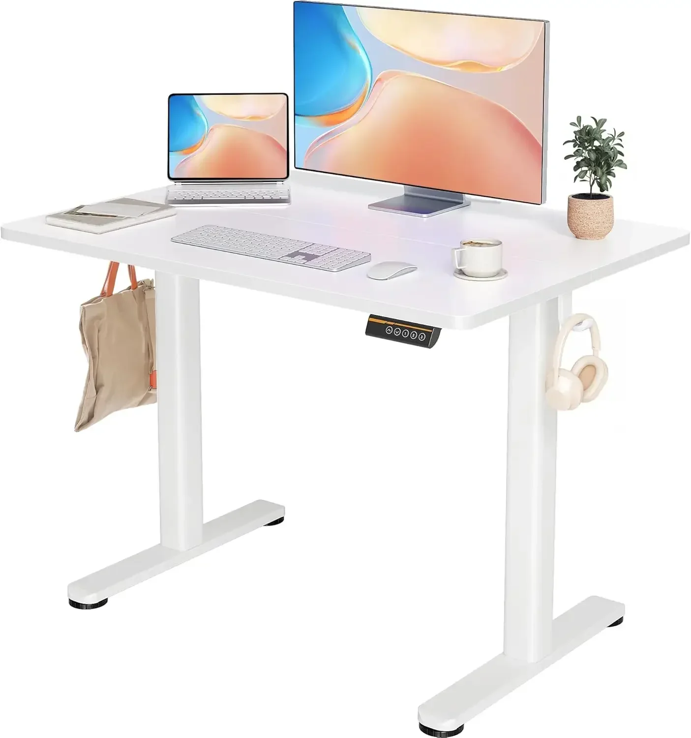 Electric Standing Desk Adjustable Height, 40 x 24 Inches Stand up Desk with Cable Management, Home Office Desks with Splice