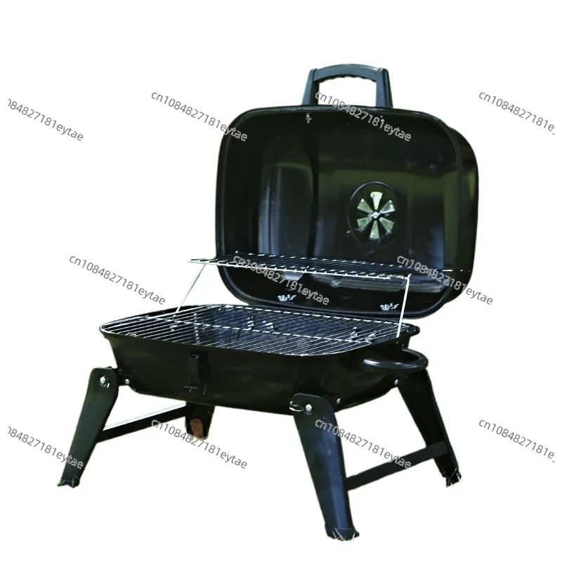 Portable Folding Mini BBQ Camping Stove with Heat Net Grill Smoker Tabletop for Outdoor