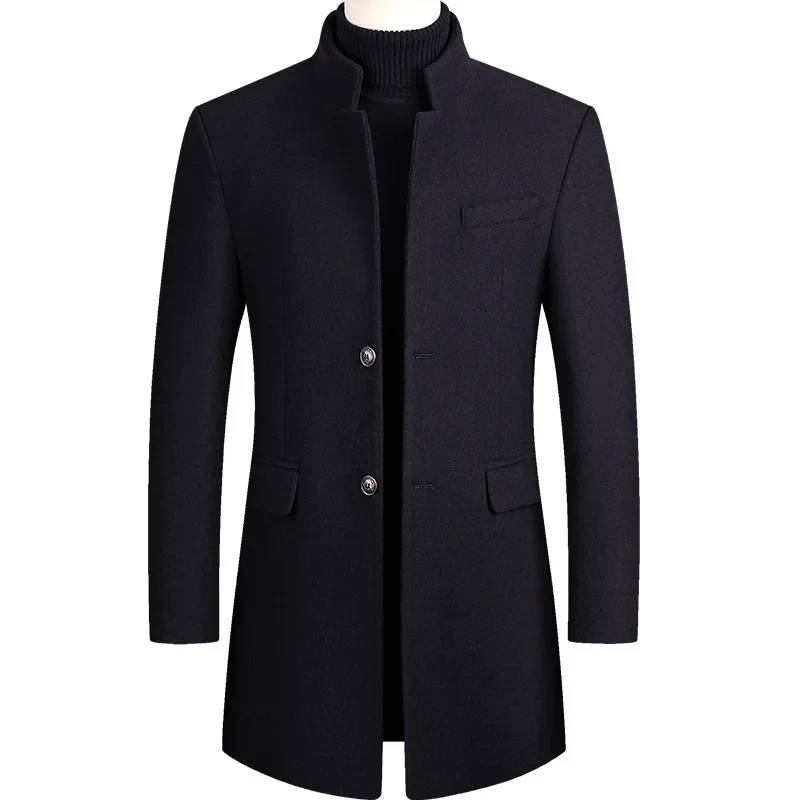 

Men Long Trench Coats Cashmere Winter Jackets Wool Blends New Autumn Winter Coats Male Business Casual Trench Coats Size 4XL