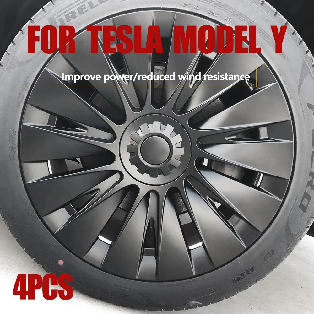 

4PCS Hub Cap Performance Replacement Wheel Cap 19 Inch Automobile Hubcap Full Rim Cover Accessories for Tesla Model Y 2018-2023