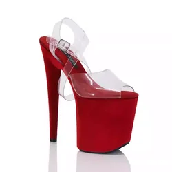New Model Leading Velvet High Heels Sandals 20CM Sexy Fashion High Heels Nightclub Steel Tube Dance Shoes