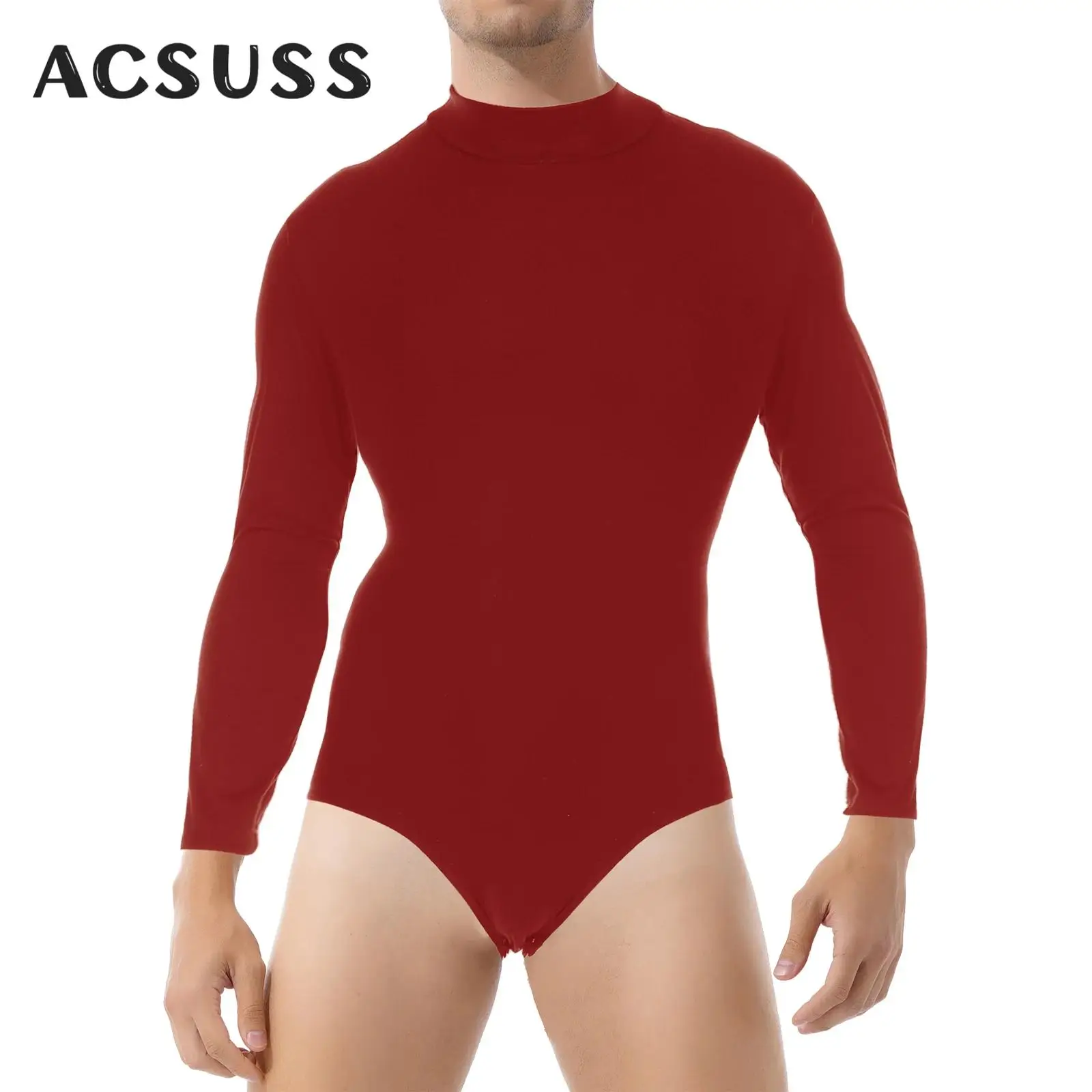 Men Long Sleeve Bodysuit One-Piece Undershirt Male Casual  Fitness Rompers Fashion Streetwear Sexy Leotard Romper Party Clubwear