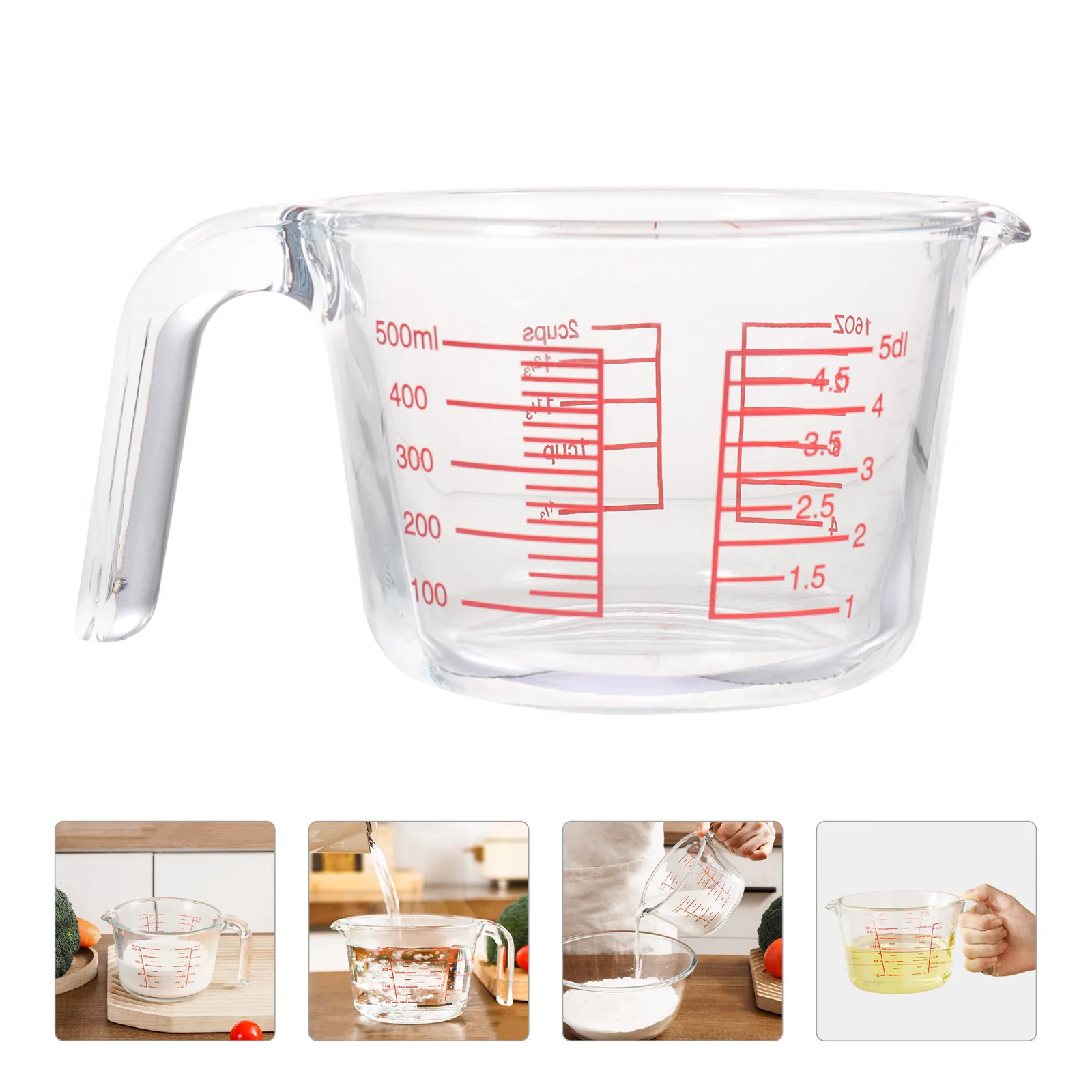 

Glass Measuring Cup with Scale Large Capacity Heat Resistant Liquid Measuring Tool for Baking Milk Coffee Vinegar Oil Household