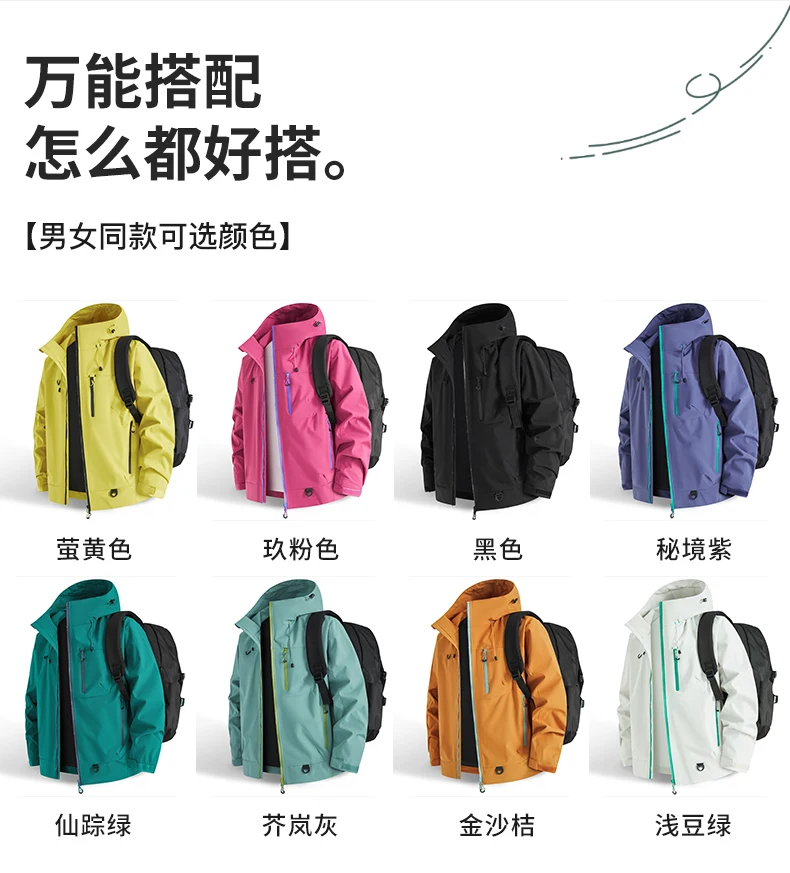 Radfahren Wandern Camping Trekking Bergsteigen Wasserdichte Hardshell-Jacken Outdoor-Sport Windbreaker UPF50+ Unisex Regenmantel – Detail 9