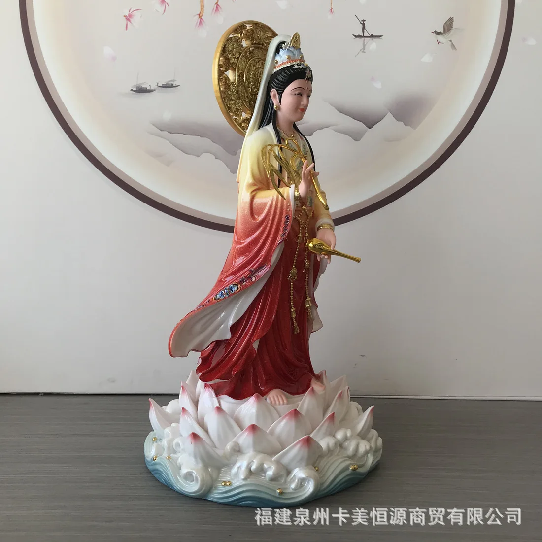 HYS painted Guanyin Bodhisattva Nanhai Guanyin Buddha statue home living room offering fortune Guanyin statue desktop ornament