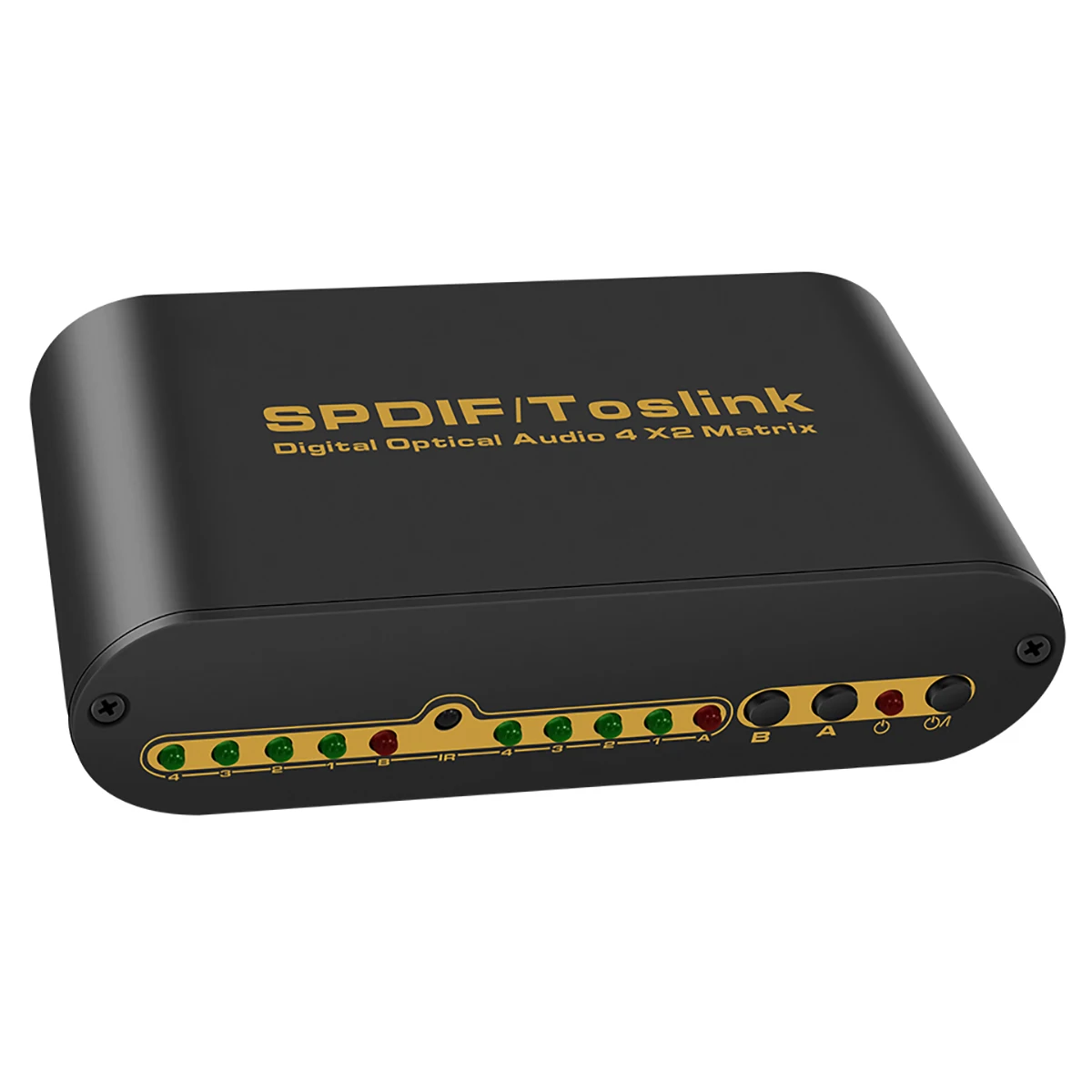 2 pcs คุณภาพสูงแบบพกพา SPDIF/Toslink Digital Optical Audio Converter, 4 อินพุต/2 เอาต์พุต 4x2 True Fiber Matrix พร้อมรีโมท
