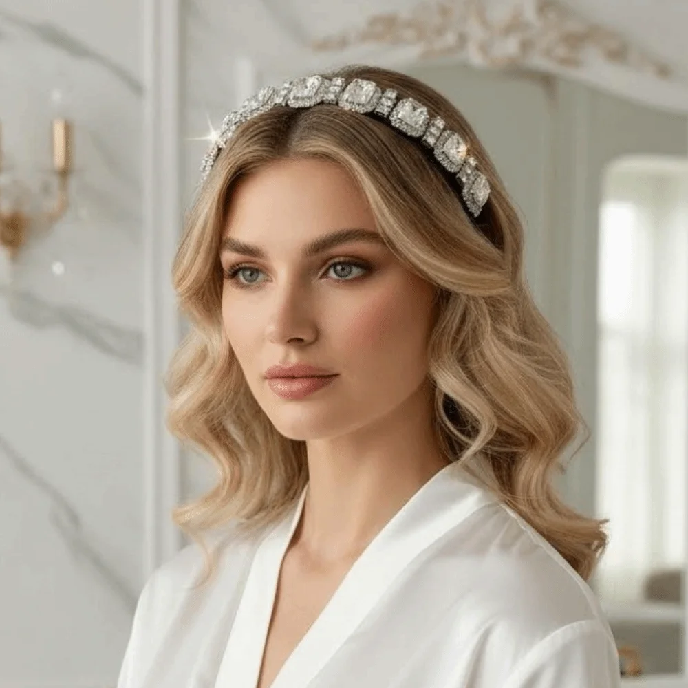 

Multicolor Gem Full Rhinestone Headbands Shiny Gorgeous Baroque Tiara Luxury Multi-purpose Crystal Hair Hoops Women Wedding
