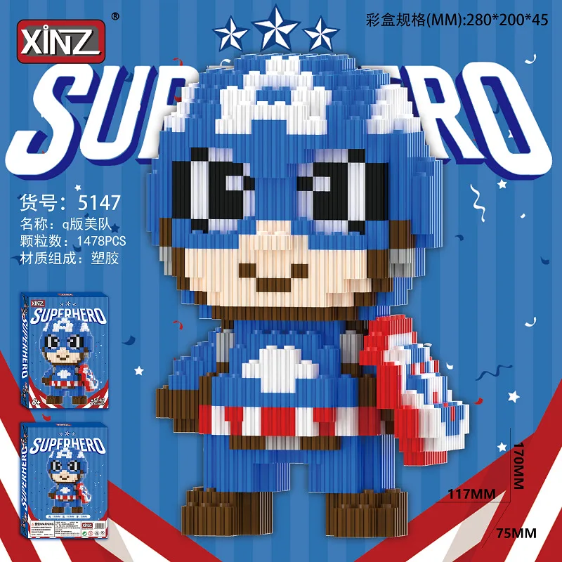 Bloc de construction magique Super héros Batman, Hulk Venom dark vador Deadpool, modèle de jouet, briques assemblées, figurine pour enfants, cadeau de noël