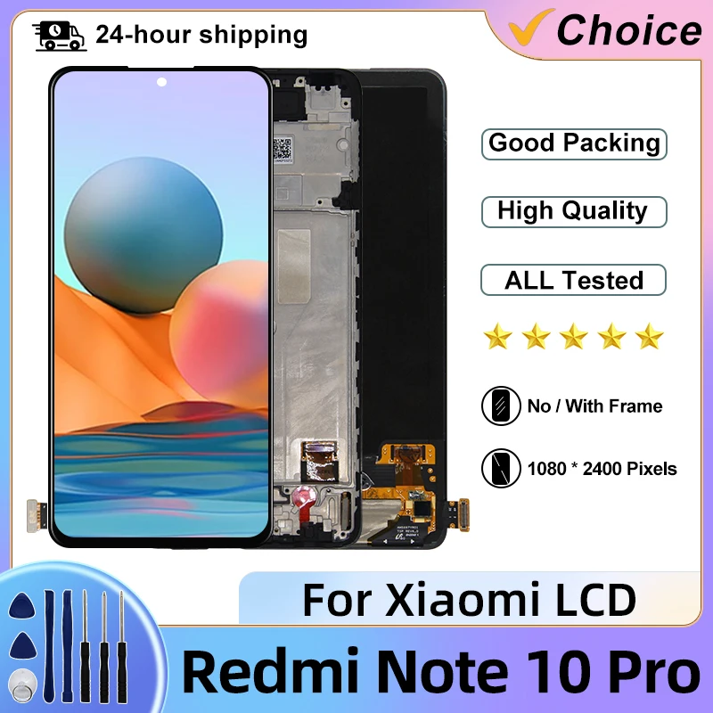 AMOLED For Xiaomi Redmi Note 10 Pro LCD Display Touch Screen M2101K6G Digitizer Assembly For Redmi Note 10 Pro LCD Screen