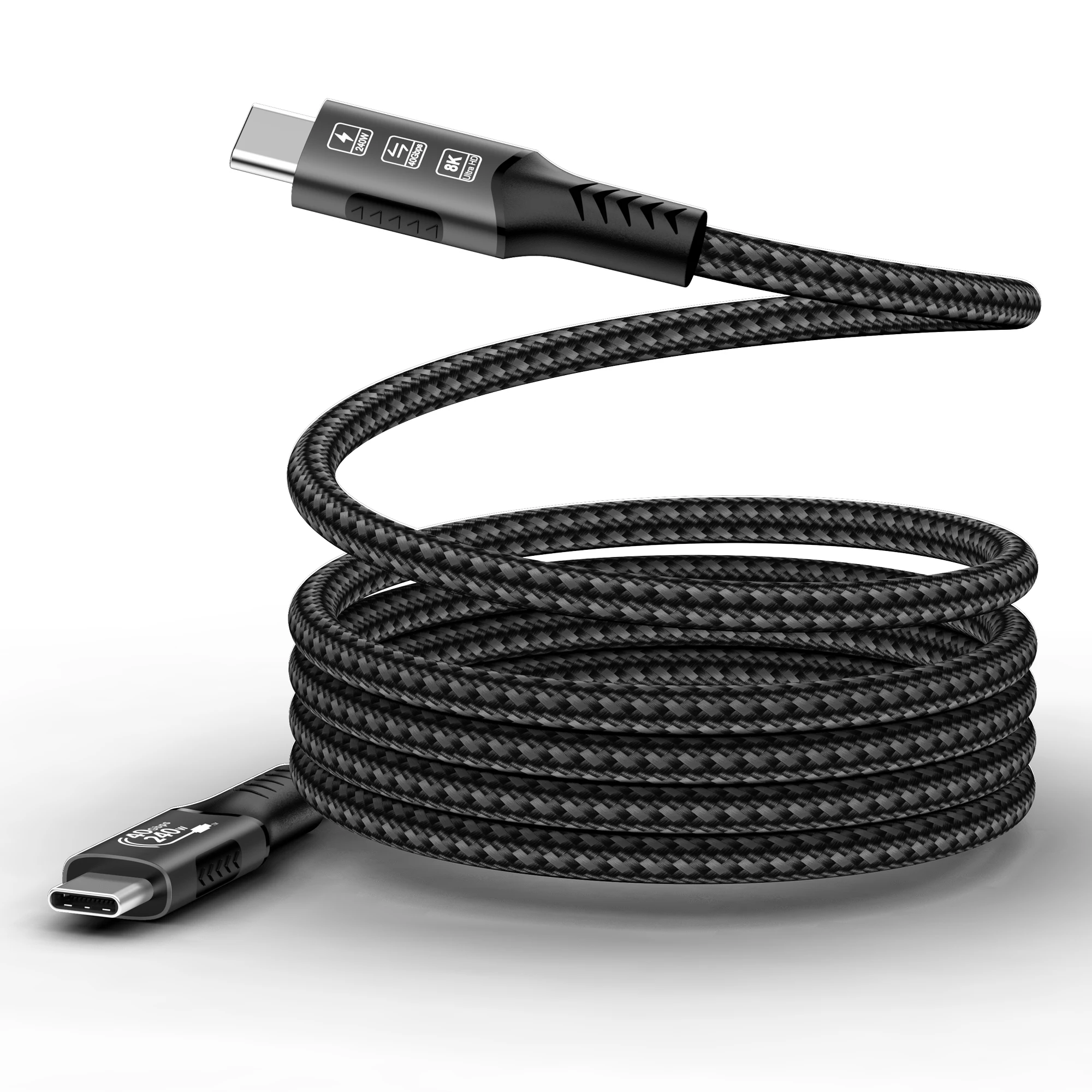 Kabel USB4 40Gbps 48V 240W, kabel Transfer Data untuk laptop Thunderbolt 4 Tipe C Thunderbolt3 USB C ke C