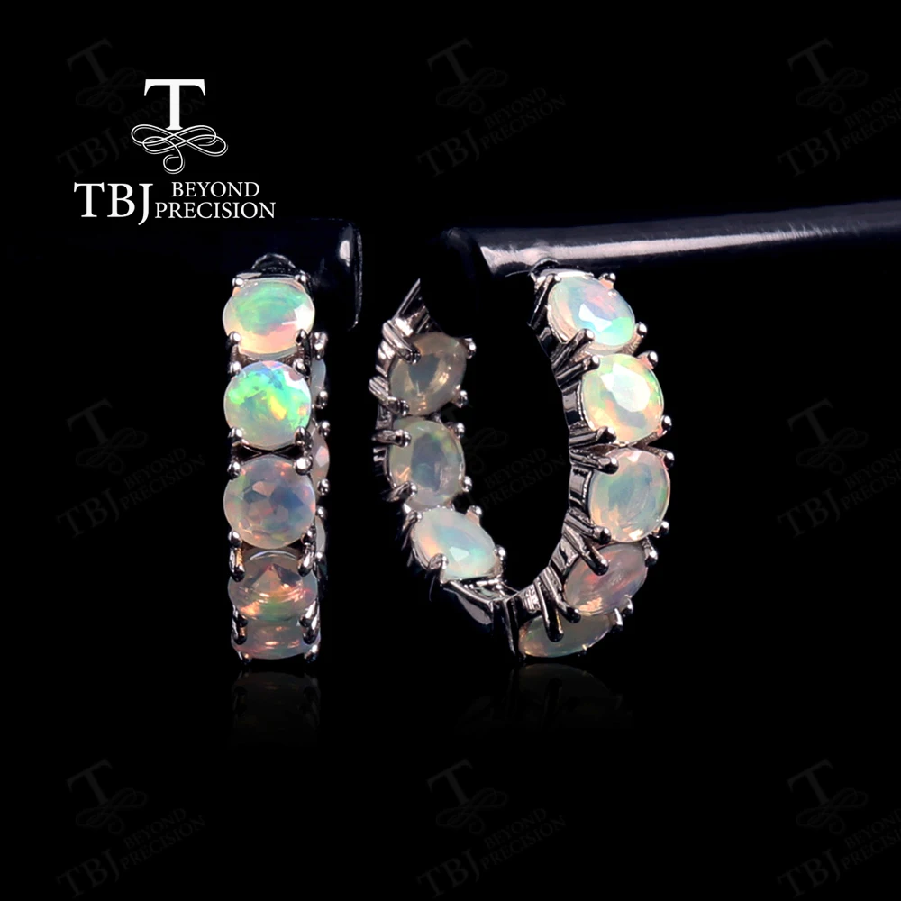 

925 sterling silver Opal Earring Simple 16pcs round 4mm natural gemstones colorstone fine jewelry for women nice gift TBJ 2024