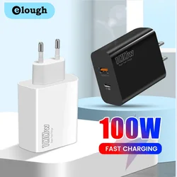 Elough 100W EU/UK/US Fast Charge Adapter USB C + USB A Super Charge Mobile Phone For Huawei Samsung Iphone Tablet