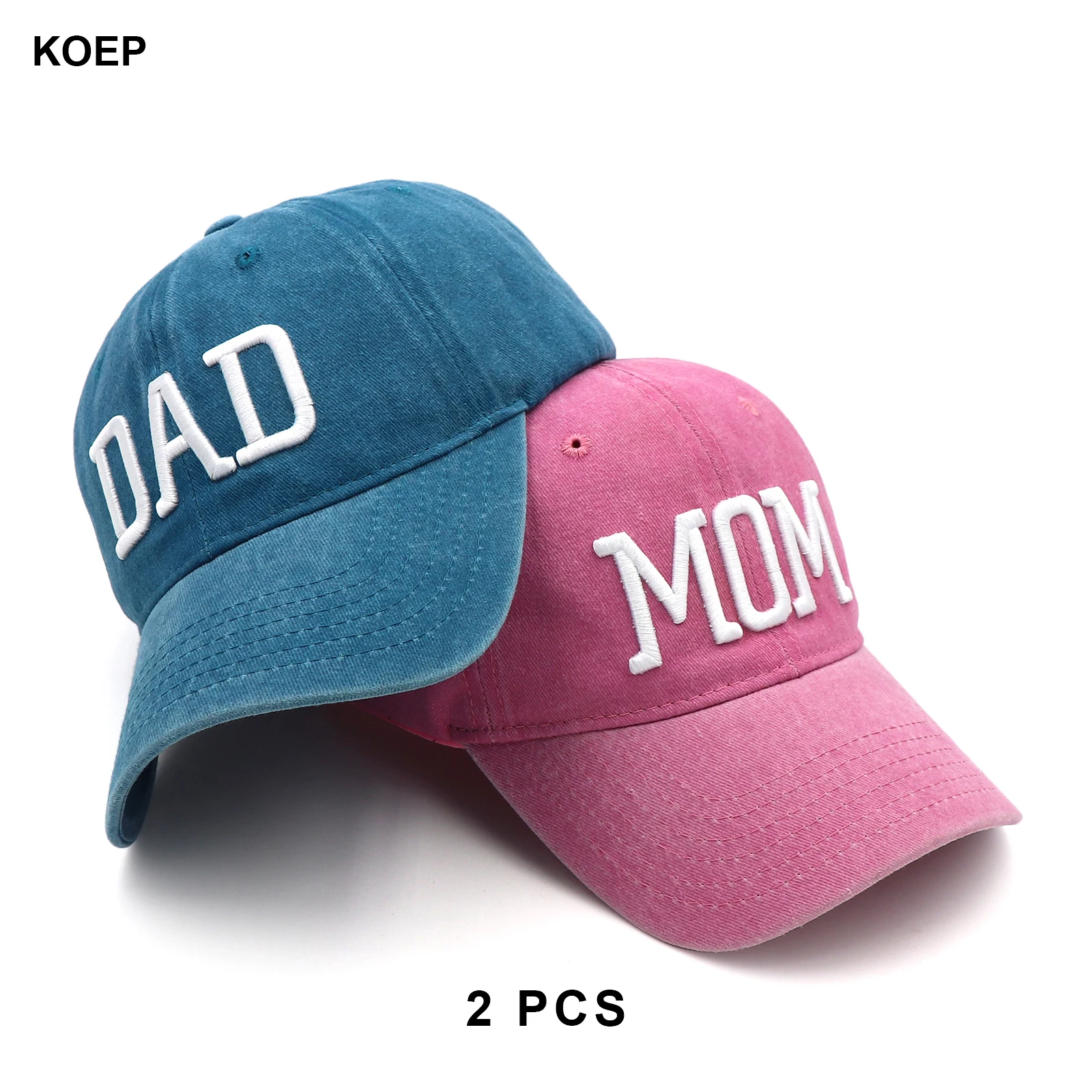KOEP MOEDER En VADER Baseball Cap Vissen Caps Mannen Outdoor Vrouwen Gewassen En Versleten Zwangerschap Aankondiging Hoeden 3D Borduren