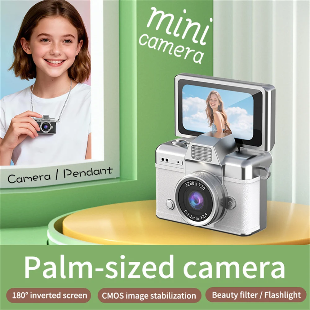 

LK027 Palm-Sized Mini Digital Camera 180° Flip Selfie Screen with Flashlight Multiple Filters OOTD Accessory for Kids Camera
