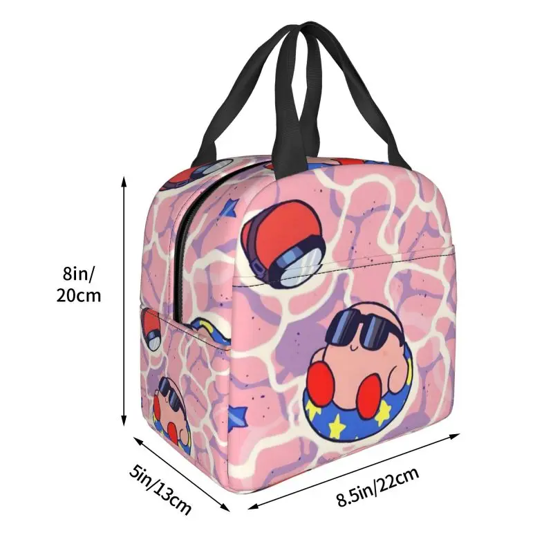 Aangepaste Kirbys Cartoon Game Thermisch geïsoleerde lunchtassen Dames Herbruikbare lunchtas voor buitenpicknickopslag Voedseldoos