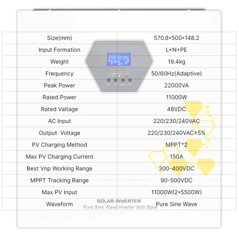 11Kw hybrid solar inverter single-phase pure sine wave off-grid high-efficiency power charger converter view 5