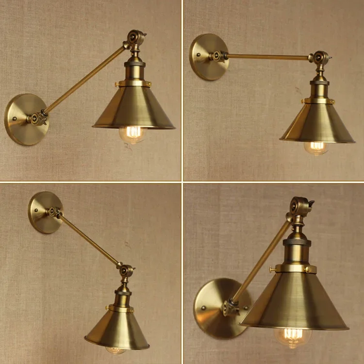 

Vintage Copper Gold American Wall Light Iron Industrial Style Aisle DiningRoom Adjustable Fold Lamp Body Wall Decor E27 Lighting