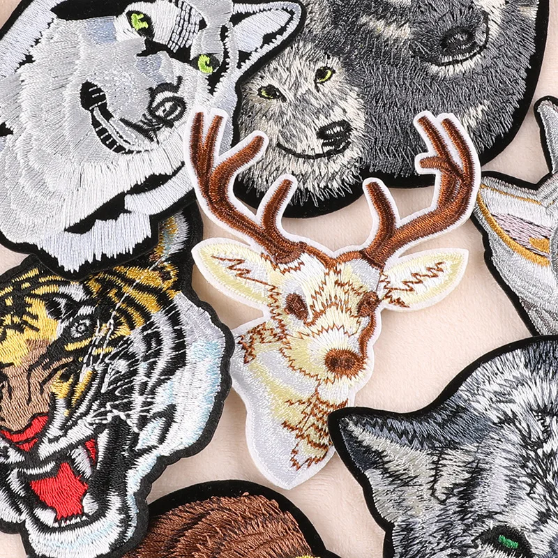 Tiger Wolf Patches für Kleidung Jungen Tiere Bär Eisen auf bestickt Thermocollant Stoffe Jacken Thermo Mochila Nähen Parches – Detail 16