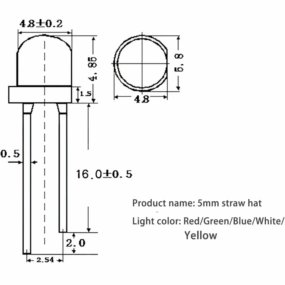 Kit surtido de Diodos LED de sombrero de paja de 5MM, lámparas superbrillantes, F5, Diodos emisores de luz, Diodos blancos, rojos, amarillos, verdes