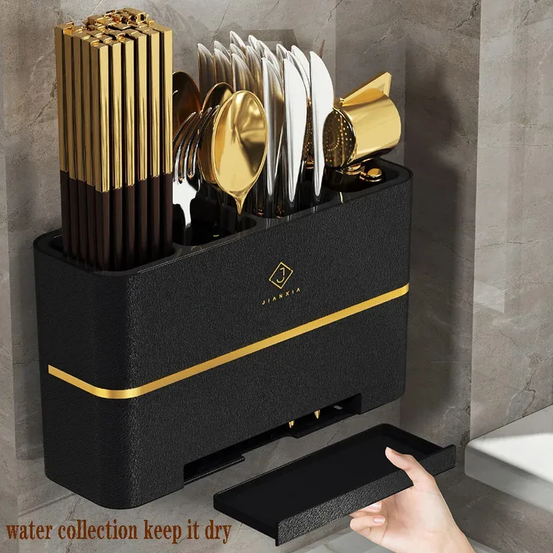 A Pcs Plastic Cutlery Holder Household Tableware Spoon Storage Kitchen Accessories Organizer Drainer Dish Drying Wall Hanging