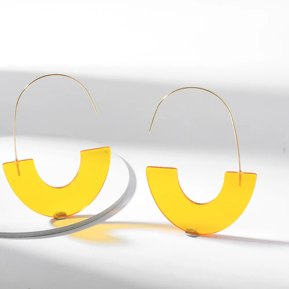 Exaggerated Semi-circular Acetate Acrylic Sheet Ear Hook for Women Minimalist Metal Personalized Earring Fashion Jewelry