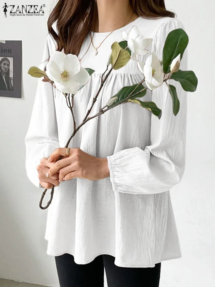 

Elegant Women Auutmn Long Sleeve Blouse ZANZEA Spring Solid OL Work Shirts Casual Stylish Tunic Tops Loose Blusas Mujer Oversize