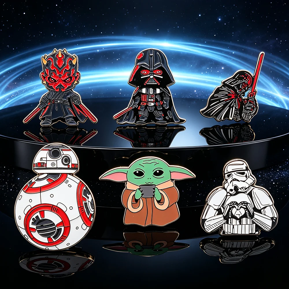 6pcs Sci‑Fi Galaxy Fan Merch Enamel Pin Pack, Cute Cartoon Space Character Brooches, Decorative Backpack Clothing Badge Gifts