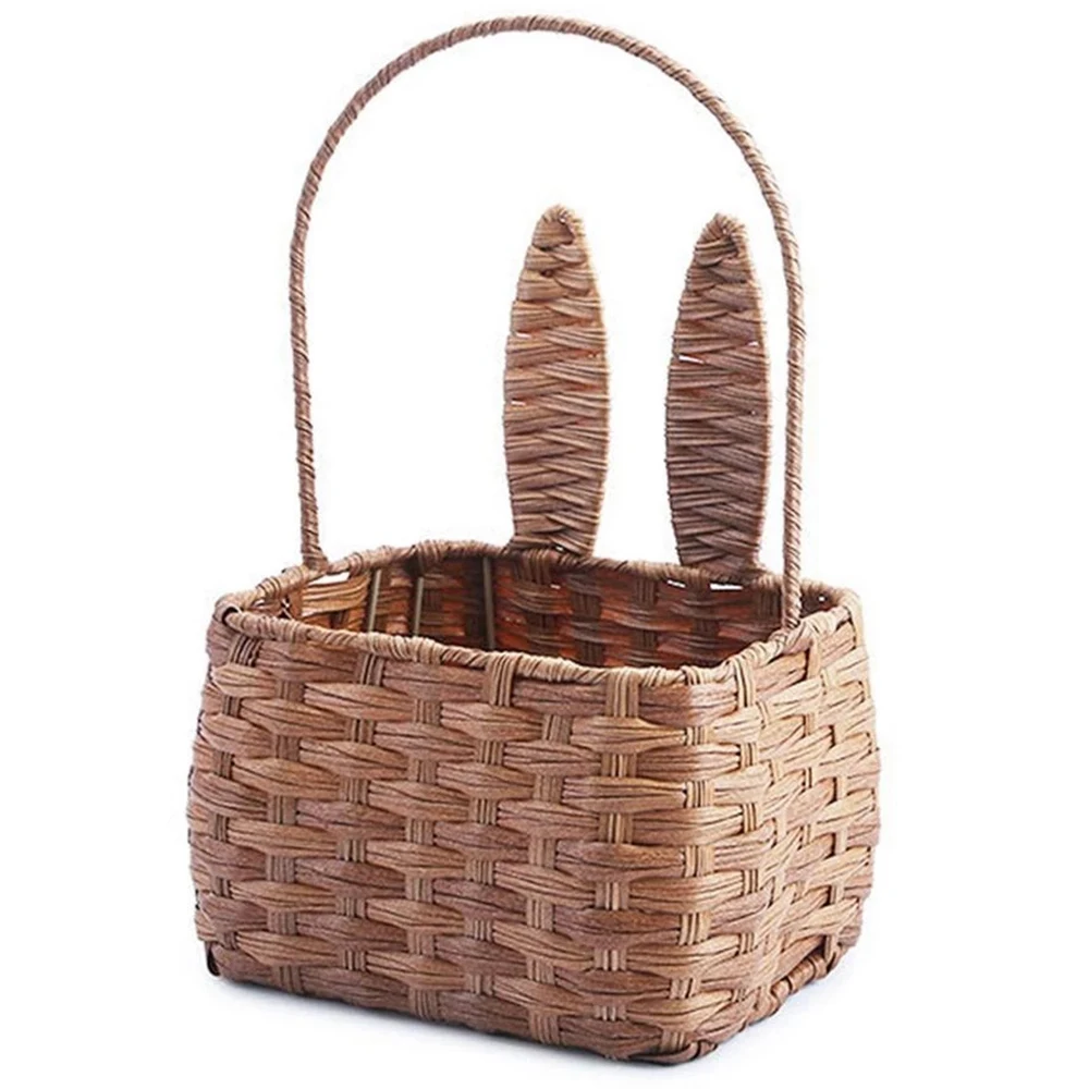 Picnic Basket with Handle Bunny Ear Woven Candy Holder Picnic Basket with Handle Bunny Ear Woven Candy Holder