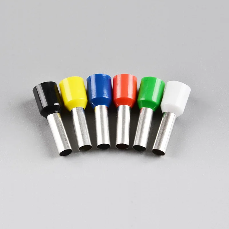 100PCS Insulated Ferrules Terminal Block E0508 E7508 E1008 1508 Cord End Wire Connector Electrical Crimp Terminator Cold Pressed