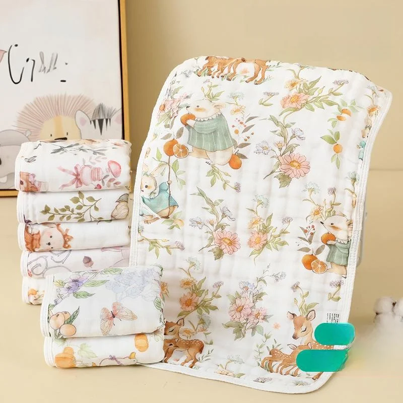 

Class a Baby Towel 6 Layers Gauze Pure Cotton Soft Absorbent Saliva Towel Baby Burping Towel Children Wash