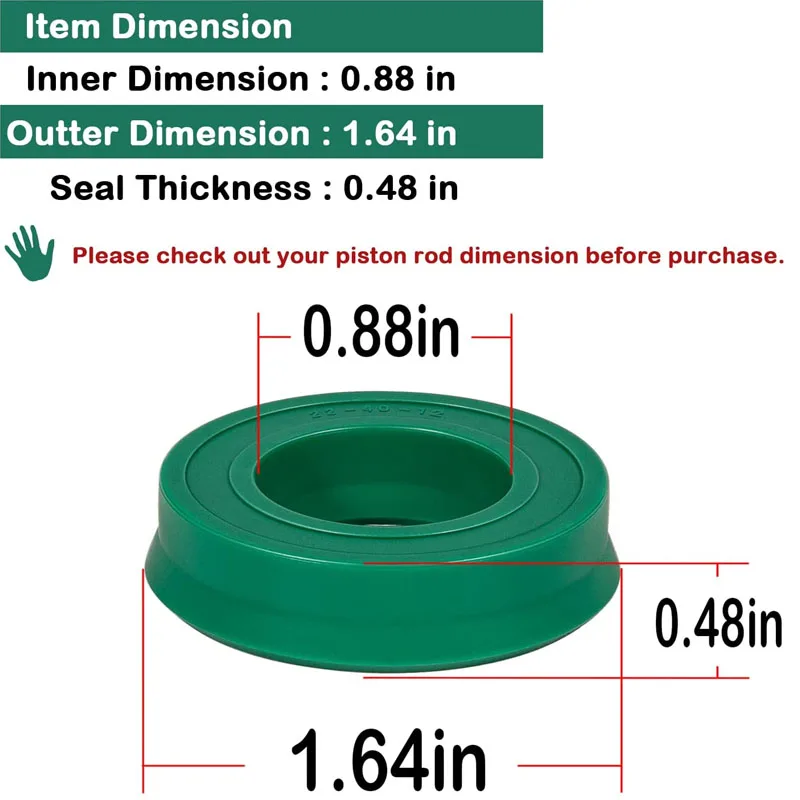 NONY Hydraulic Piston U-Cup Seal for Floor Jack 328 Series Models & 2 TON Floor Jack Dimension ID 0.88”,OD 1.64”,Thickness 0.48“