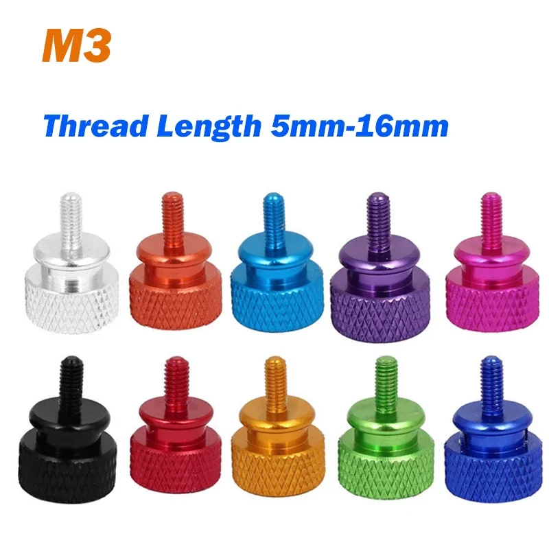 

Colorful Thumbscrews M3 Thread Length 5mm-16mm Aluminium Alloy Anodised Thumb Screws for DIY Computer Case Desktop PC