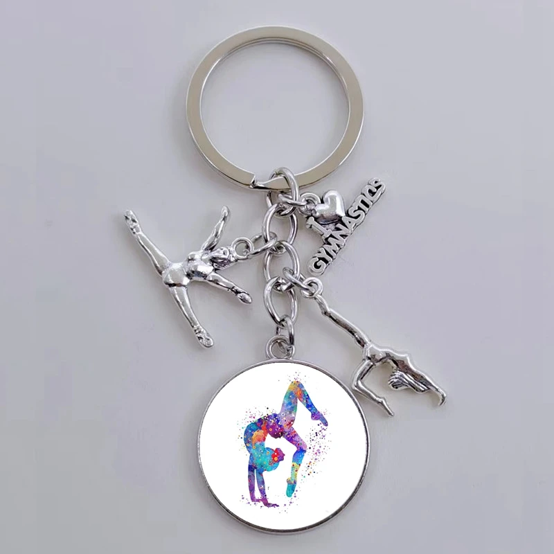 Nuevo Llavero de Gimnasia Rítmica con Diseño de Cabujón de Cristal, Colgante Conmemorativo para Gimnastas, Regalo Kawaii para Amantes del Baile de Gimnasia