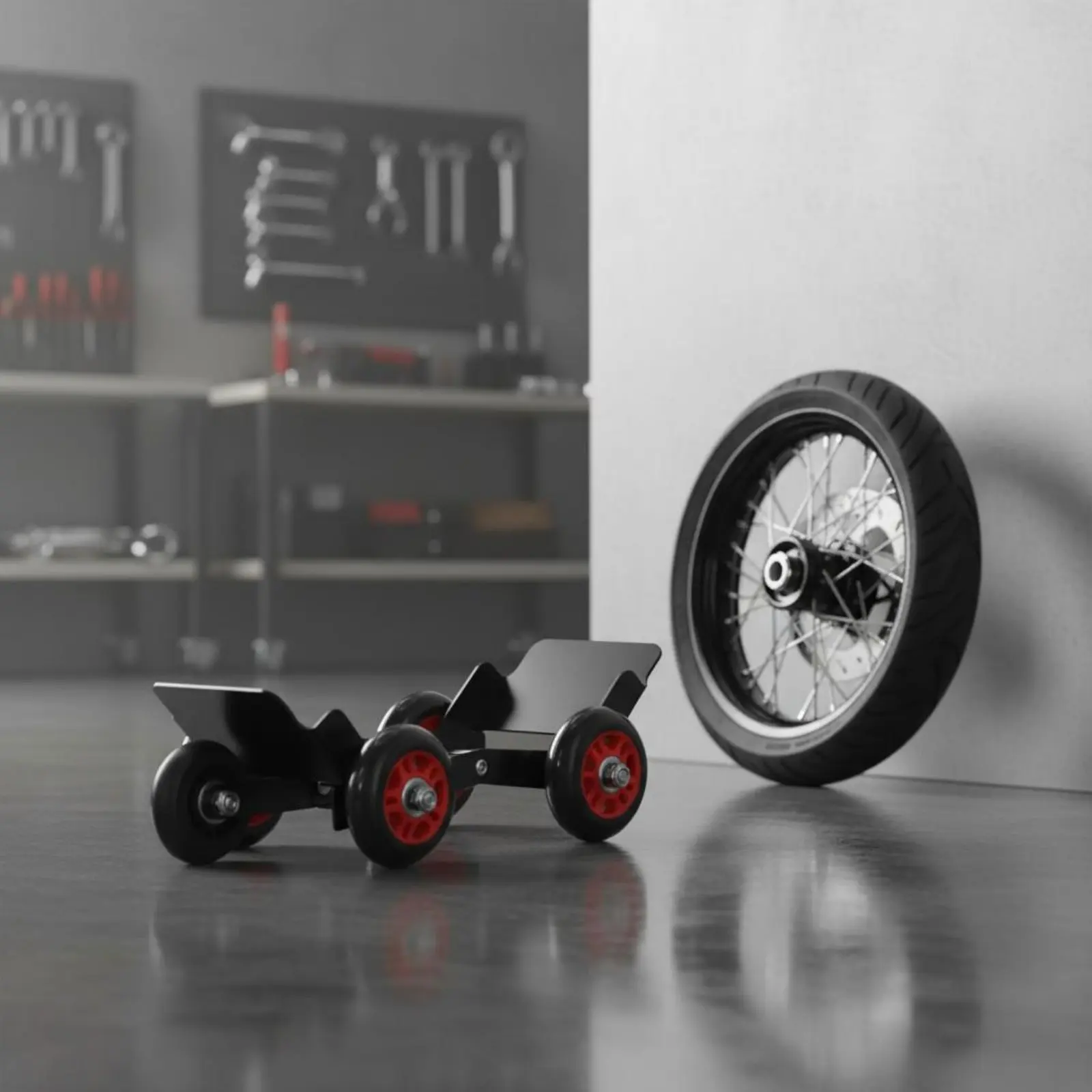 

Flat Tire Push Aid Easy Rolling Motorcycle Mover Dolly Tire Mover Dolly Compact Design Vehicle Accessory 360 Degree Wheels