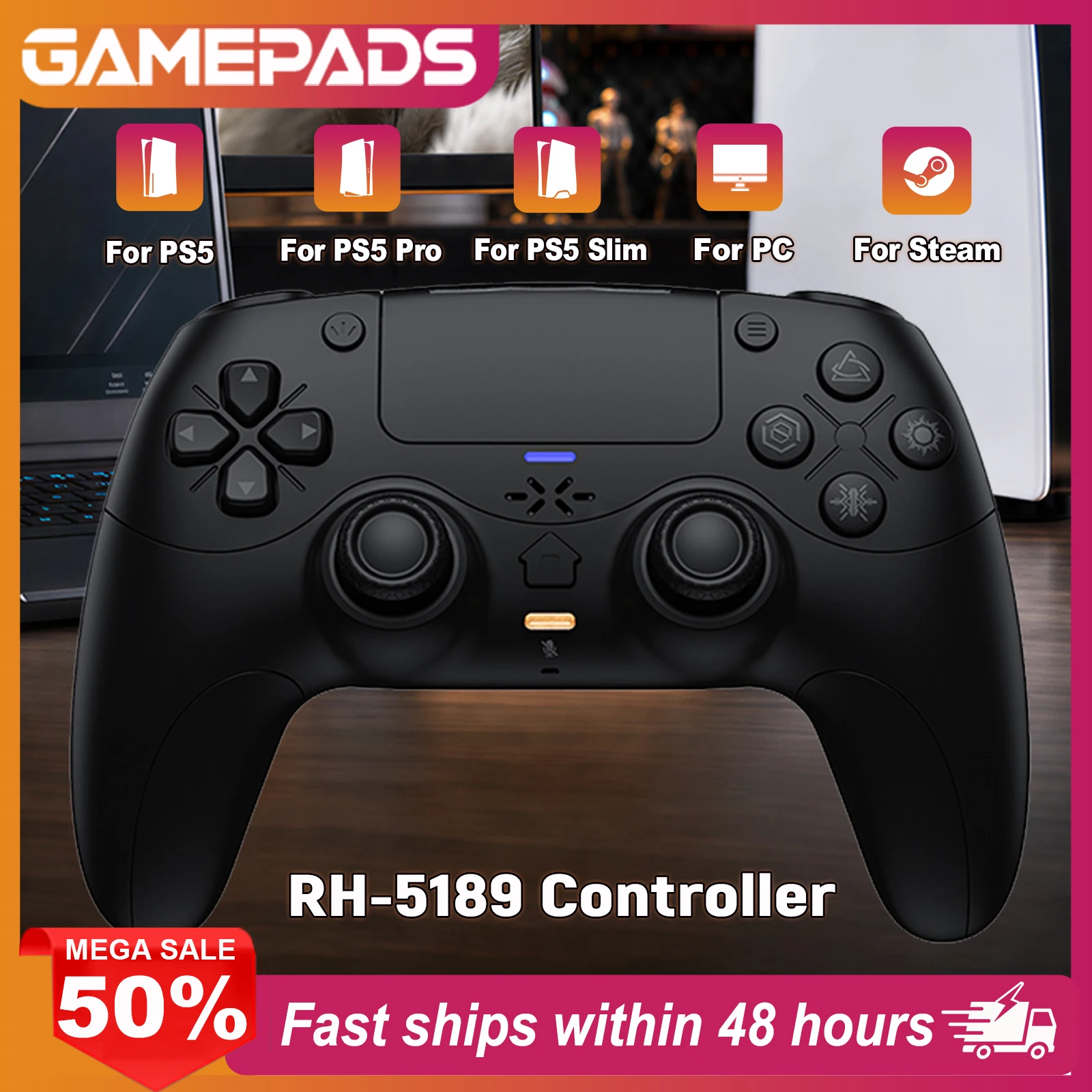 for-playstation-5-ps5-controller-gaming-wireless-bt-gamepad-turbo-dual-sense-vibrate-external-mic-adaptives-trigger