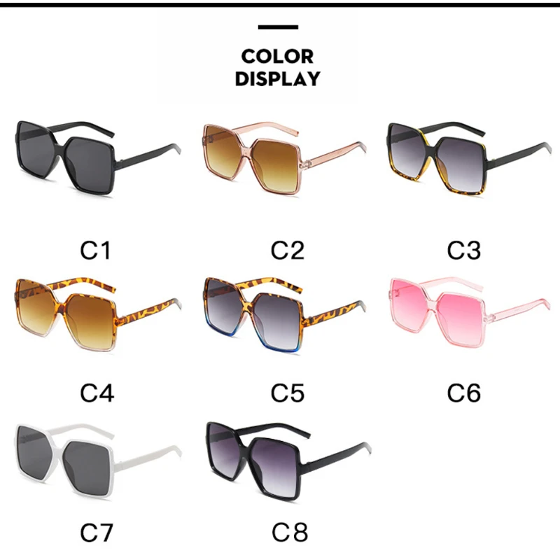 Oversized Sunglasses Women Vintage Large Square Frame Sun Glasses Female Gradient Shade Eyewear Men MIRROR Driving Glasses UV400