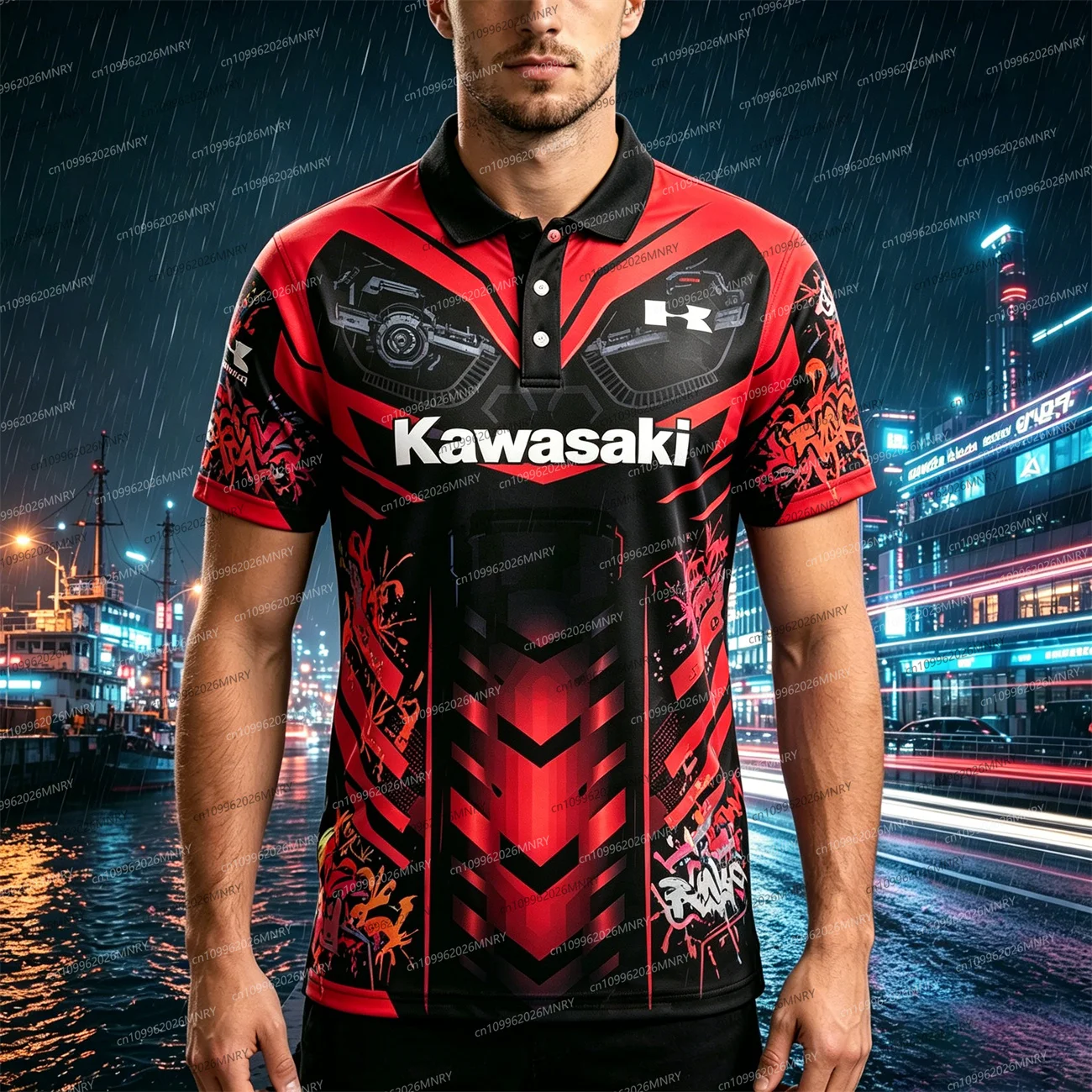 

Motorcycle Kawasaki T-Shirt Summer male polo shirts Racing Breathable Quick Drying Elastic Fashion Women tshirt Training Top