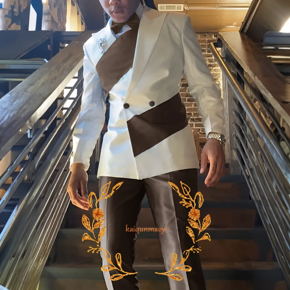 Men\'s Suit 2 Piece Set Stylish Design Formal Party Dress Elegant Men\'s Suit Color Block Blazer Pants Customized Outfit