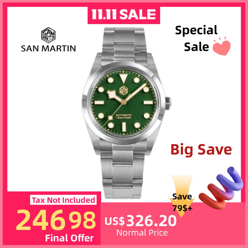 

San Martin 36mm Explore Mechanical Watch For Men Watches Relogio Automático Sapphire Sport Snowflake Luminous 10Bar SN0021B-3