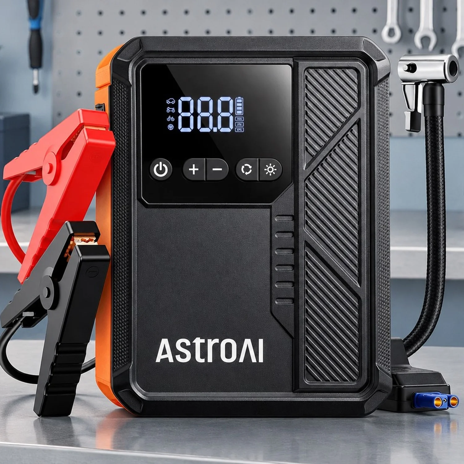 3000A Jump Starter with Air Compressor, 12V Box