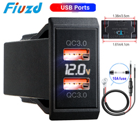 12V Dual USB Car Charger Socket QC3.0 and PD Fast Car Charger With Voltage Digital Display Intelligent Shunt Power Outlet