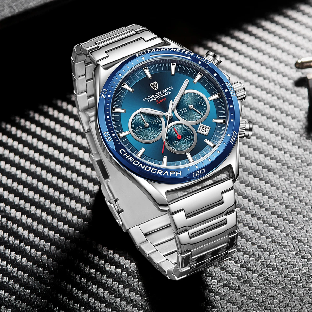 LIGE Military Watch For Men Fashion Sport Chronograph Quartz Men Watch Top Brand Luxury Waterproof Watches Relogios Masculino